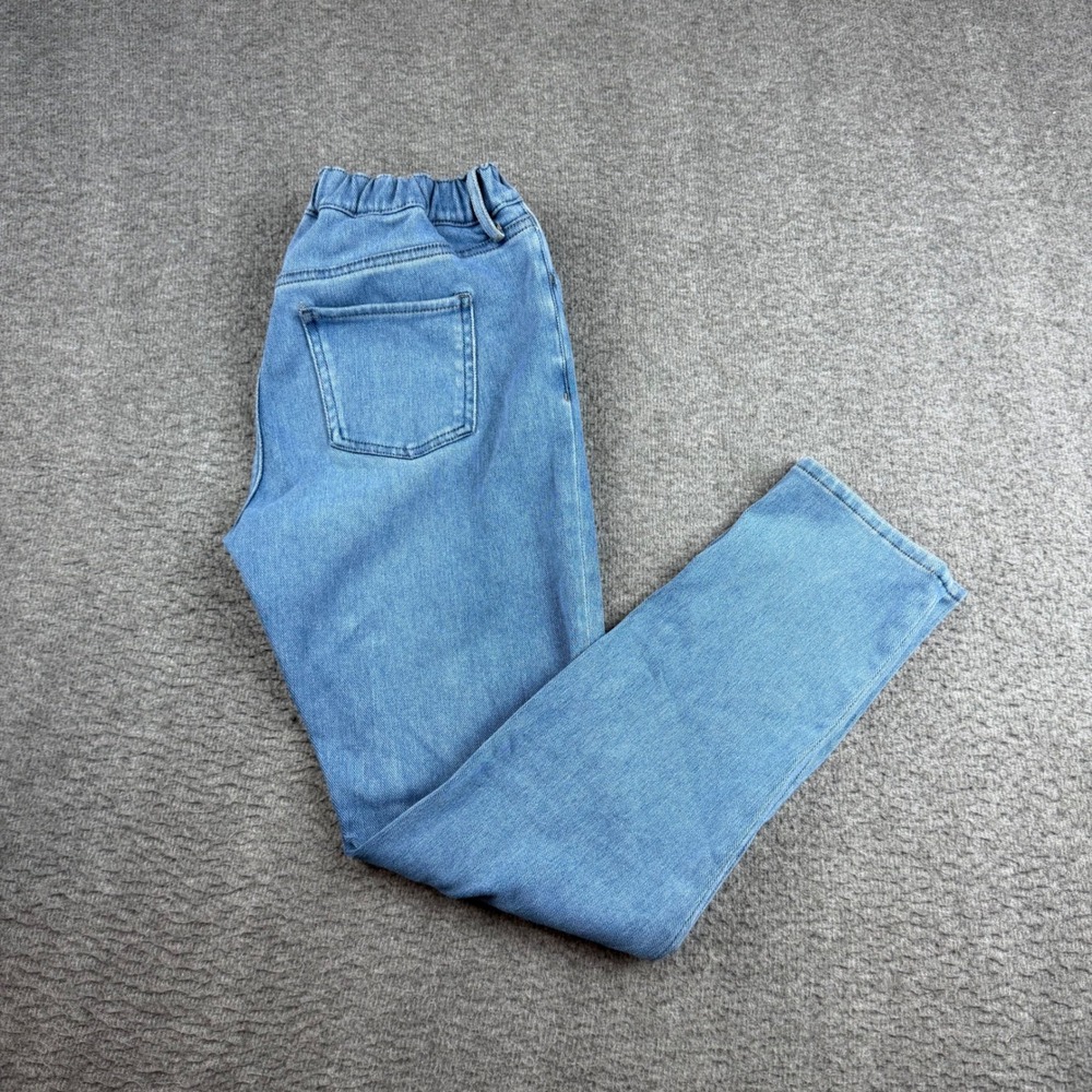 Uniqlo Heattech Jeans Kids 150 Blue Light Wash Elastic Waist Denim Pants